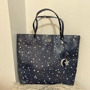 Kate Spade navy blue tote bag with star print